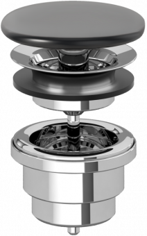 Dugno vožtuvas Villeroy&Boch keramikinis neužsidarantis praustuvams be perpylimo, pure black 